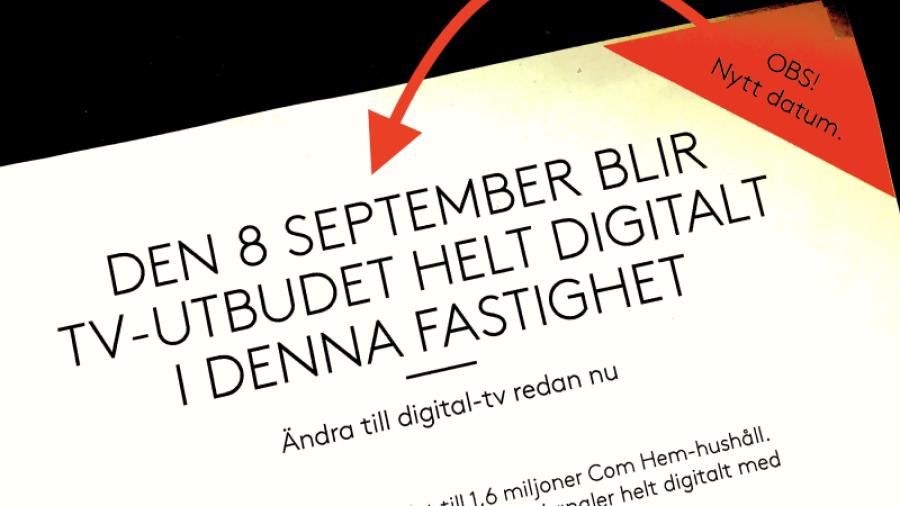 Nytt datum för digitalisering av TV-utbudet: 8 september