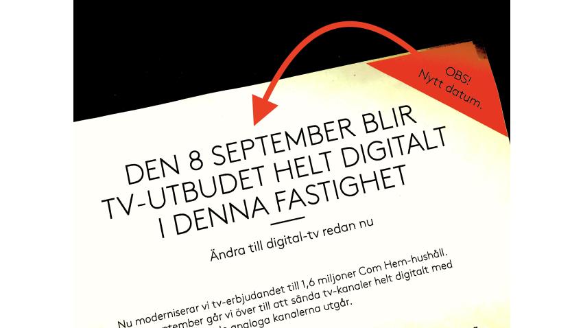Nytt datum för digitalisering av TV-utbudet: 8 september